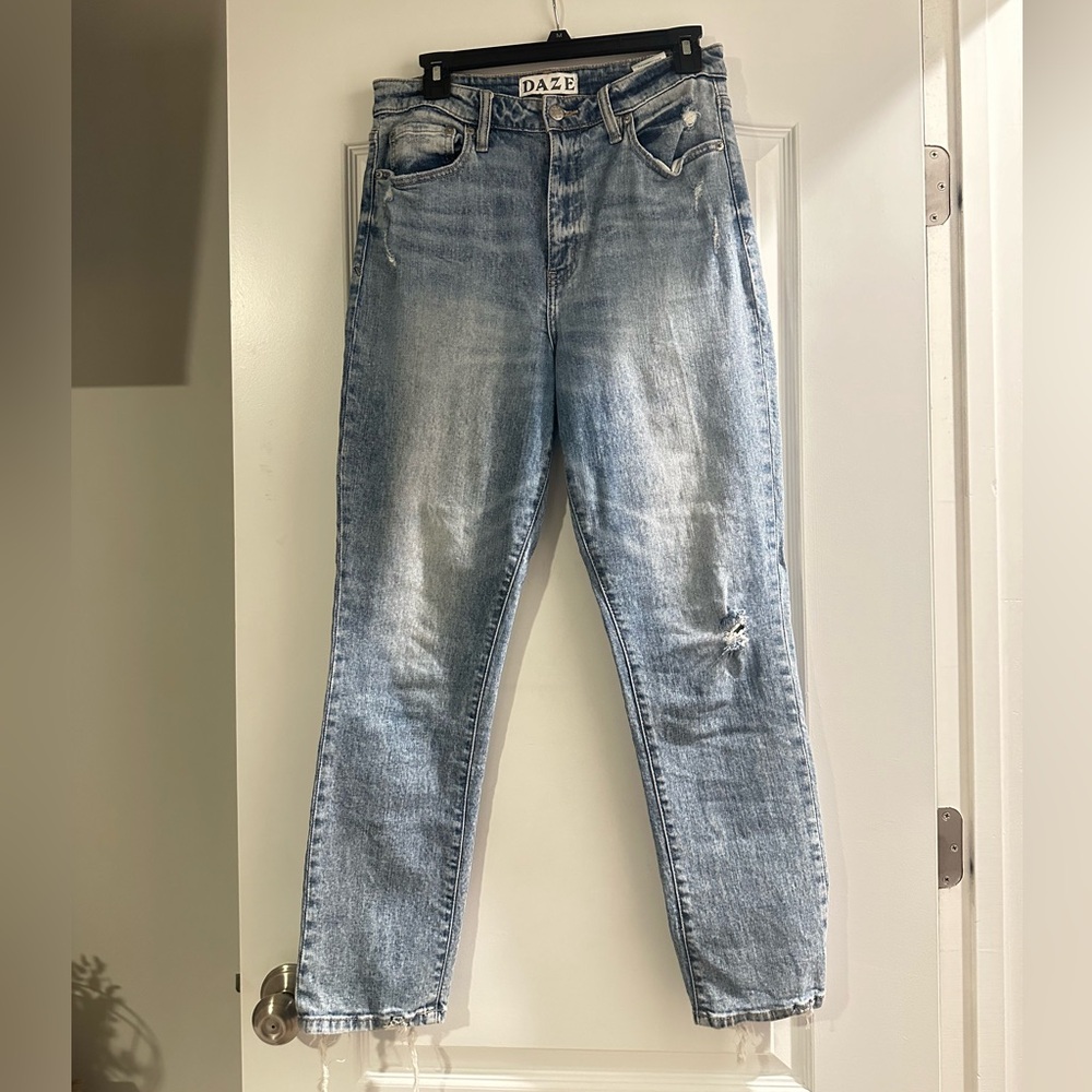 Daze High Rise Light Blue Straight Jeans